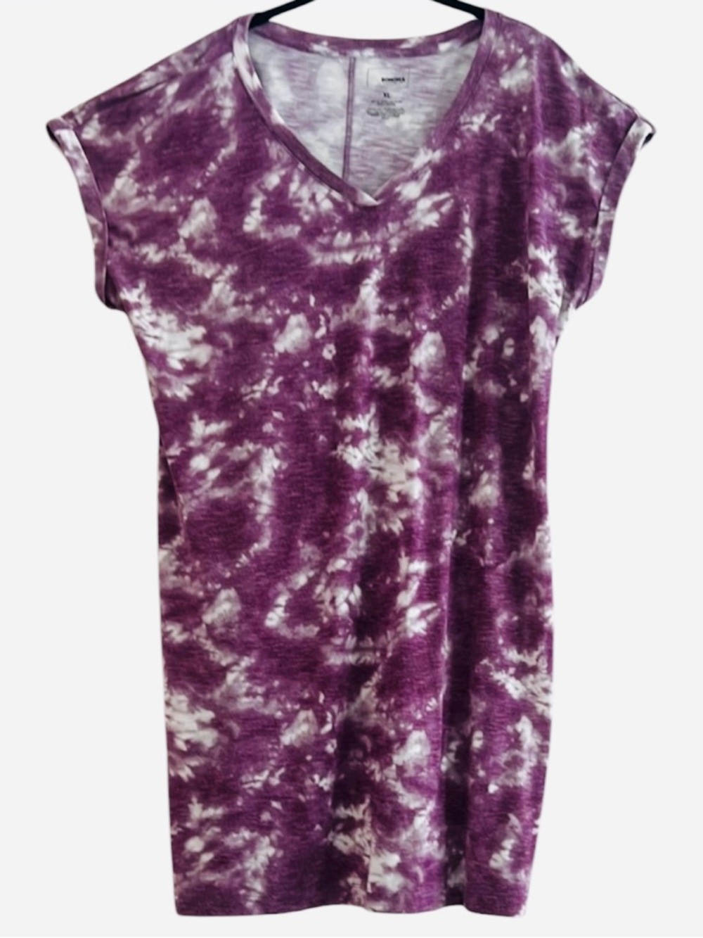 Sonoma Purple and White Tied-Dyed Short Sleeve Dress Size XL